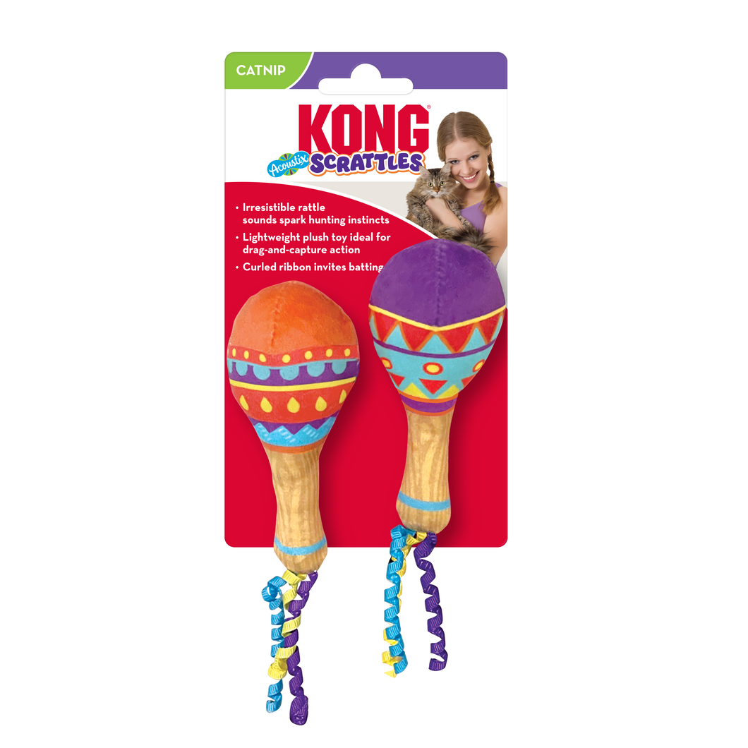 Jouet pour chat maracas Kong Scrattles Acoustix