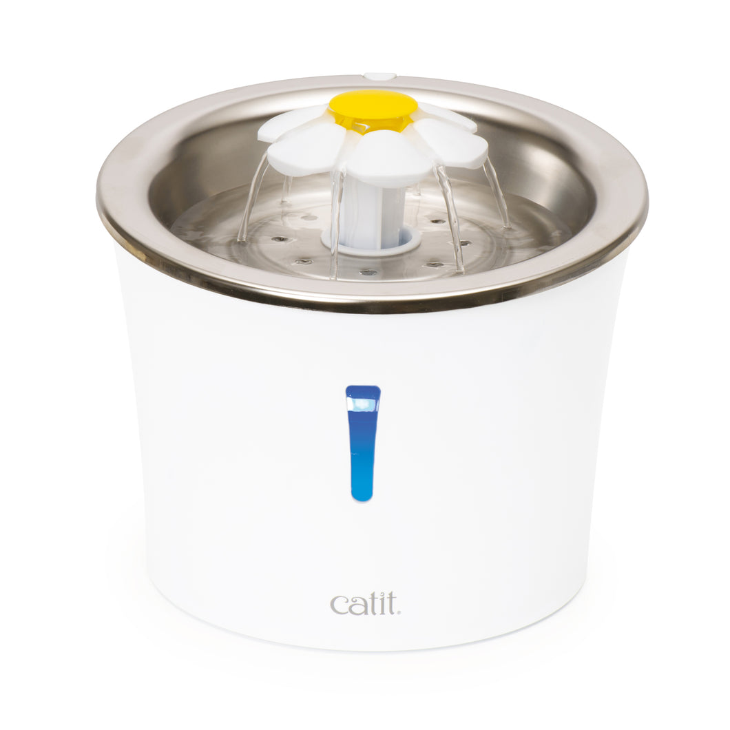 Catit-Abreuvoir avec Fleur et dessus en Acier Inoxydable, pour Chats, 3litres