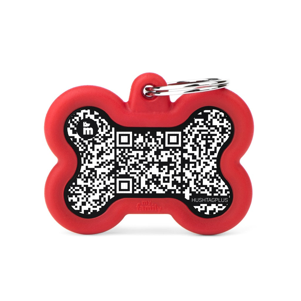 Médaille MyFamily silencieuse QR code os rouge