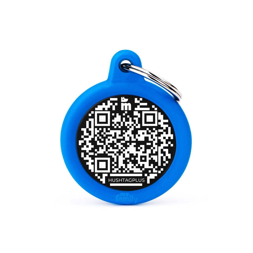 Médaille MyFamily silencieuse QR code cercle bleu
