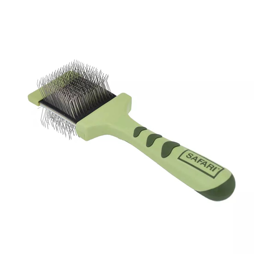 Safari-Brosse Flexible, Étrille souple avec broches en Inox, Pour enlever sous-poils des animaux.