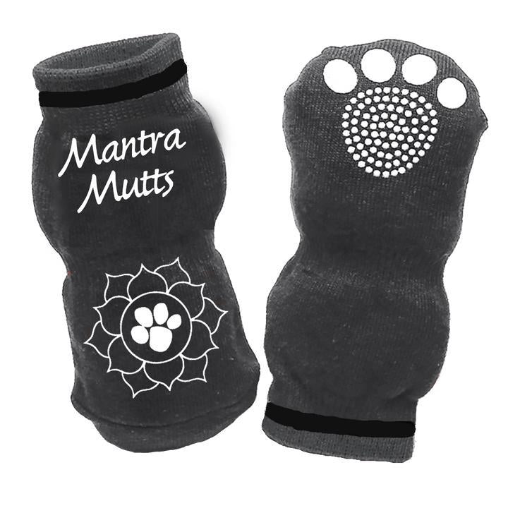 Muttsoks-Mantra Mutts,Chaussettes Antidérapantes pour Chiens, Grises