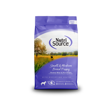 NutriSource- Nourriture pour Chiots de Petites et Moyennes Races, Poulet & Riz avec Grains Santé. 1.8kg.