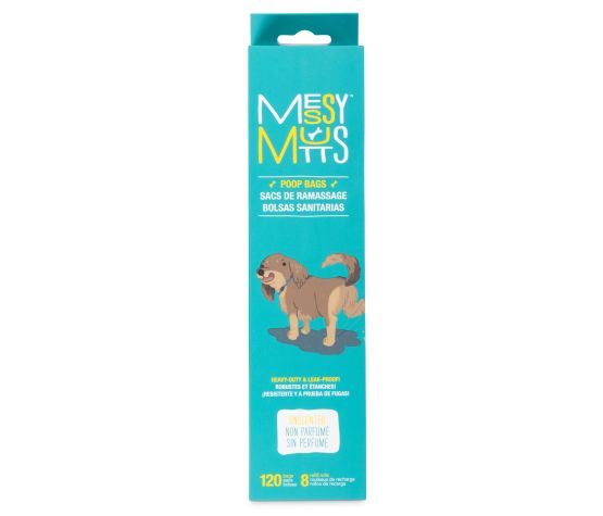 Messy Mutts Sacs De Ramassage Biorecyclés, 8 Rouleaux De Recharge, 120 Unités (poop Bags)