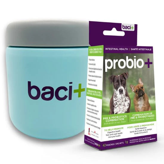 Probio+ pour chiens de tous âges, 42 sacs de 1g.  Avec pot mélangeur inclus.