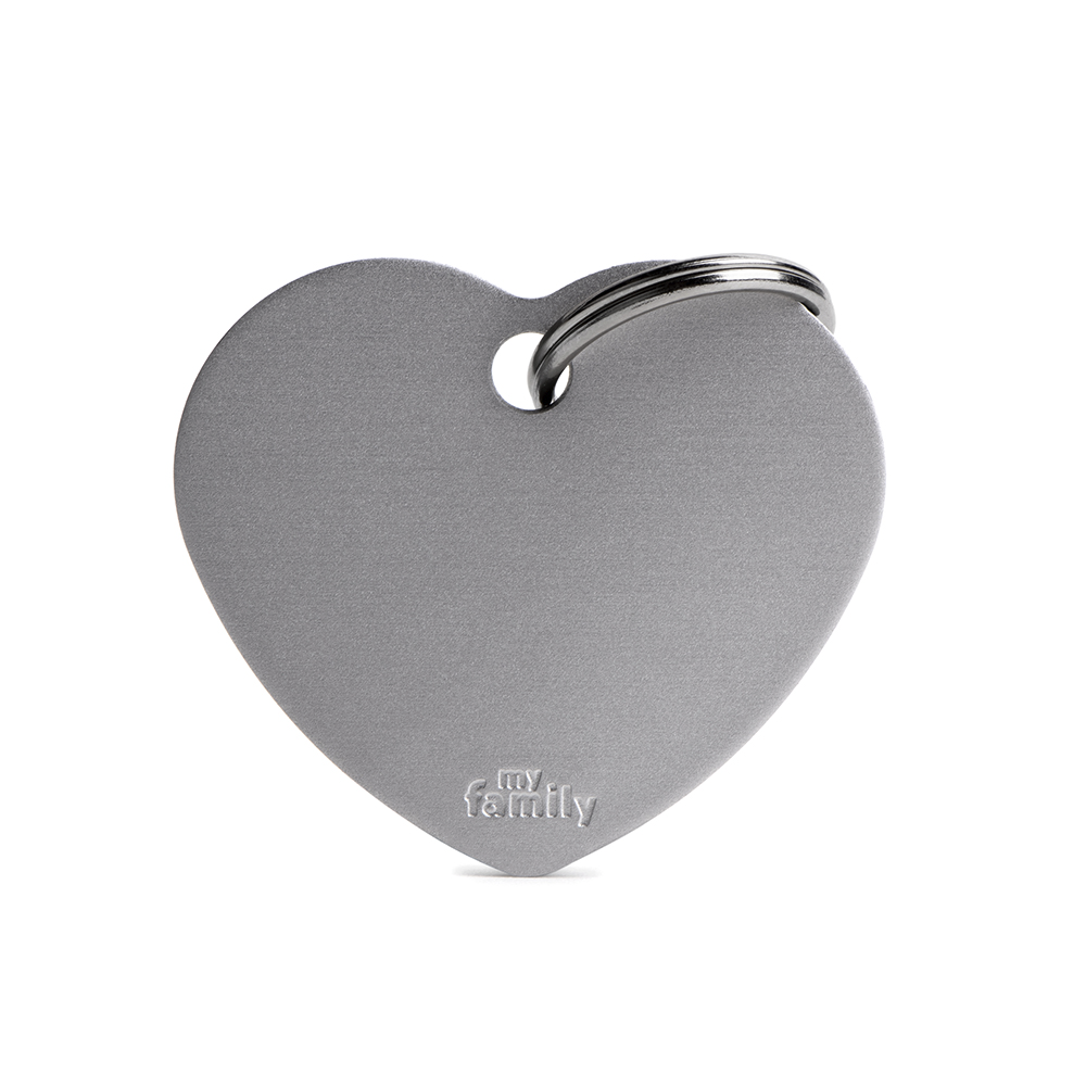 Médaille MyFamily grand coeur gris
