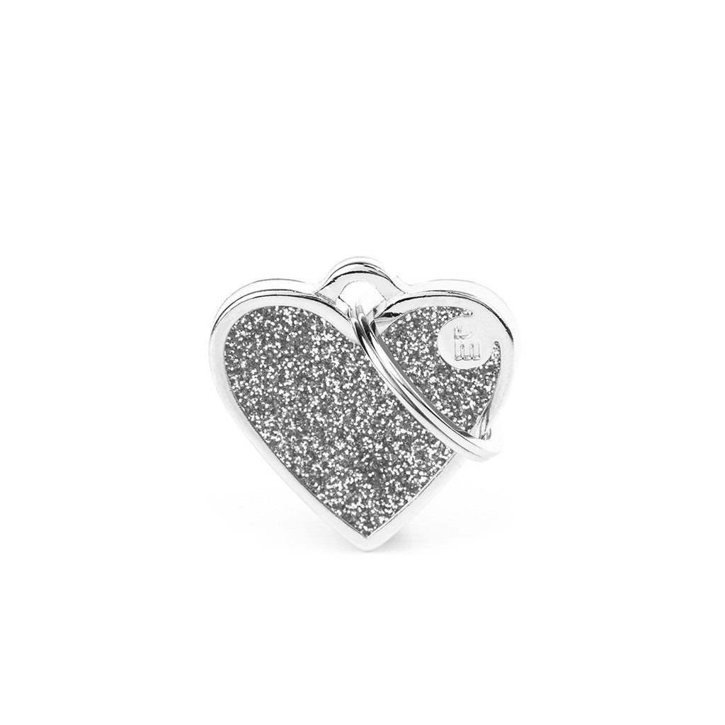Médaille MyFamily petit coeur paillettes grise