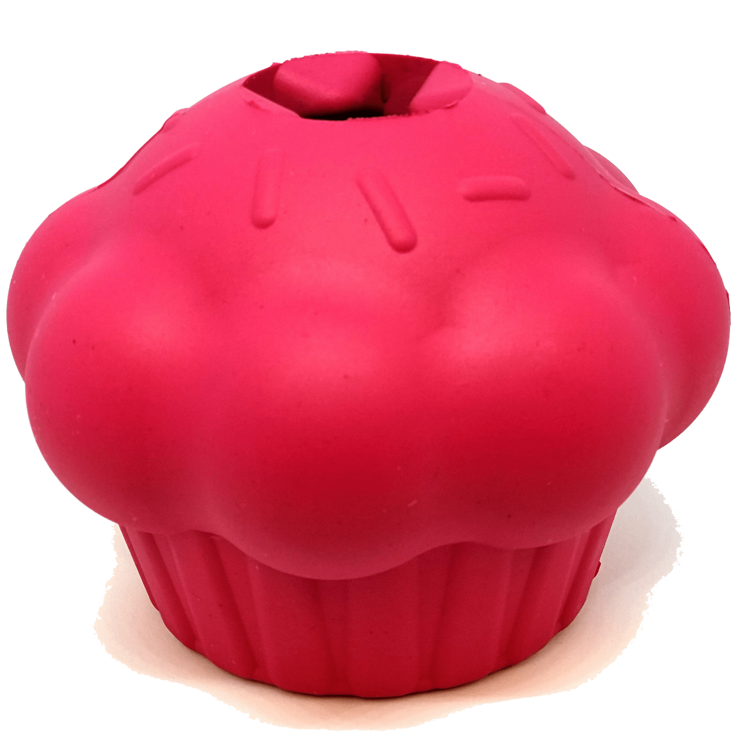 SodaPup Cupcake Jouet à mâcher et distributeur de gâteries en caoutchouc durable, rose